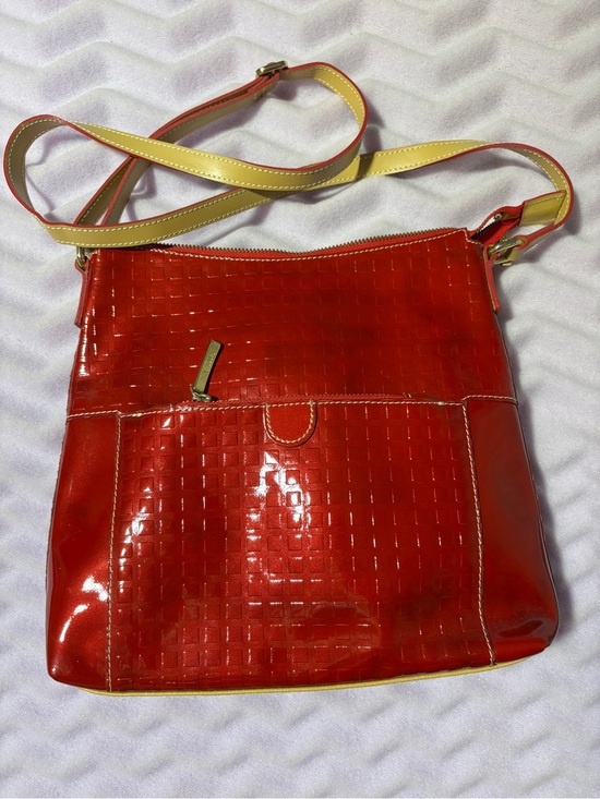 Arcadia Handbags - Italian Arcadia Red Patent Crossbody Bag with Contrast Strap